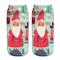 3d print kerstsokken unisex cartoon eland sneeuwpop kerstman damessokken laag uitgesneden enkel kerst calcetines vrouw jaar: 9