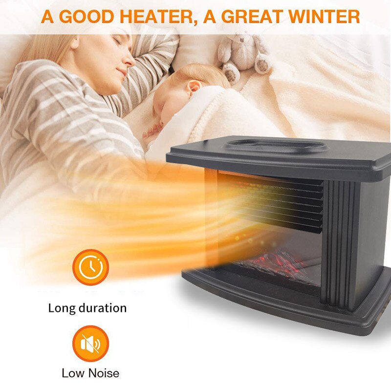 Electric Fireplace Heater Remote Control Heater Simulation Flame Heating Portable Fireplace Heater for Bedroom Bathroom Office