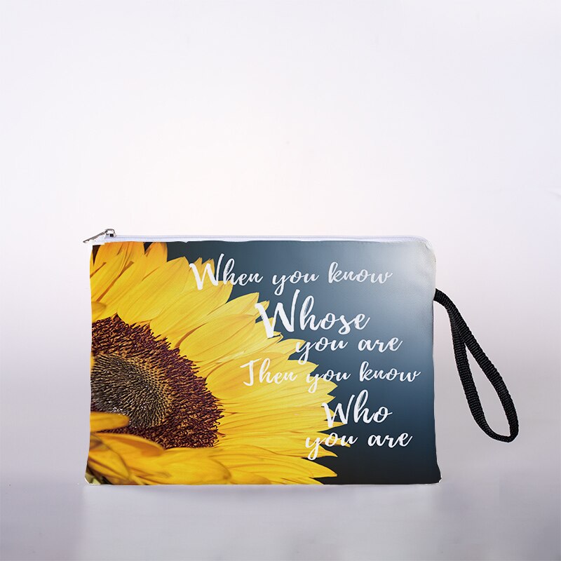 Kosmetyczka z nadrukiem słonecznika torba podróżna na zewnątrz dziewczyna kosmetyki dla kobiet torba kosmetyczka worek robić przechowywania panie pudełko na kosmetyki: 12