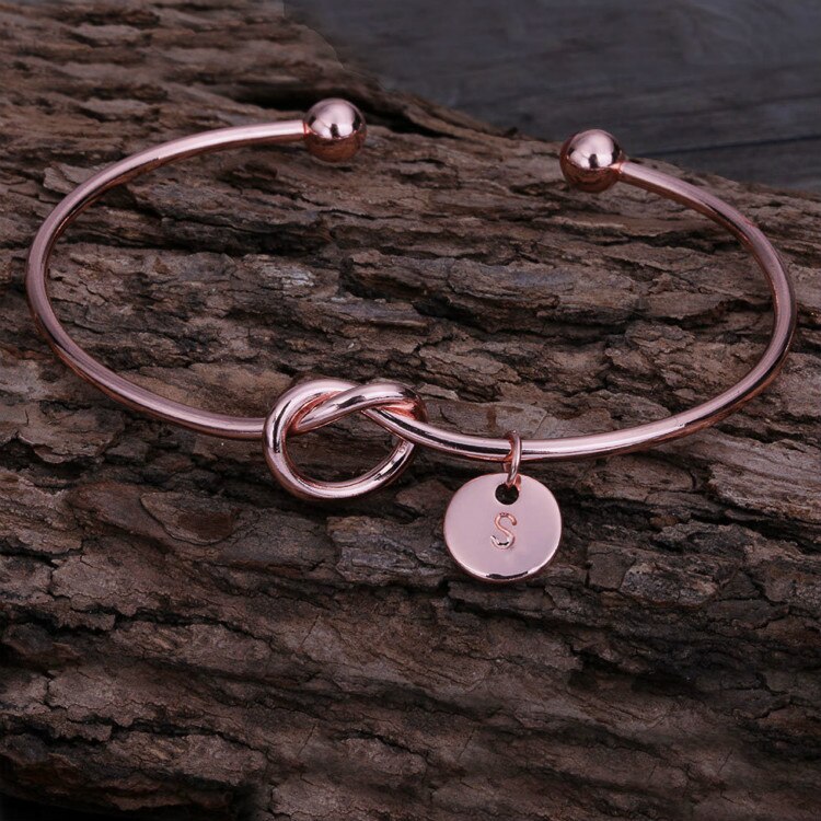 Bracelets Bangles Zinc Alloy Minimal Metal Knotted Bracelet Letter Open Bracelet Jewelry Accessories Christmas Jewelry: Rose gold S