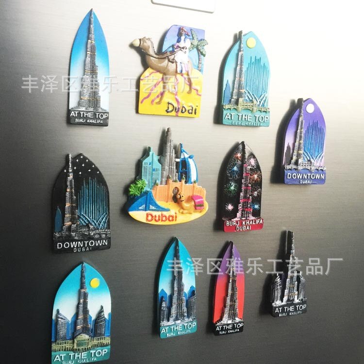 World Tourist Dubai Souvenirs At The Top Burj Khalifa Dubai Camel Resin Decorative Magnets Kitchen Accessories Decoration Home