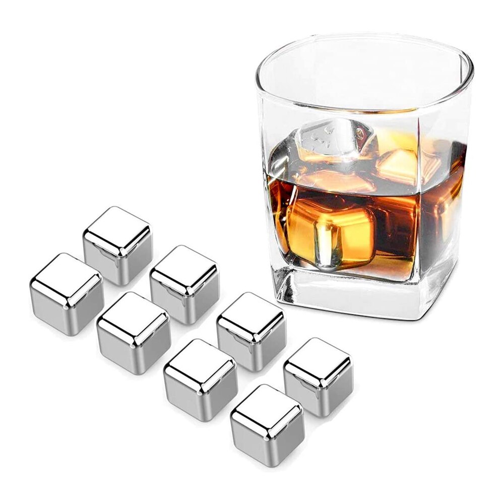 Herbruikbare Roestvrij Staal Ijsblokjes Stenen Set Wijnkoeler Whisky Met Ice Cube Trays Food Grade Kan Koeler Bar Accessoires thuis