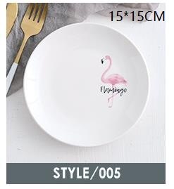 Ceramic Cactus Bread Plates Round Flamingo Western Steak Dish Heat-resistant Salad Dessert Tray Kitchen Serving Platter Dinner: Pink flamingo