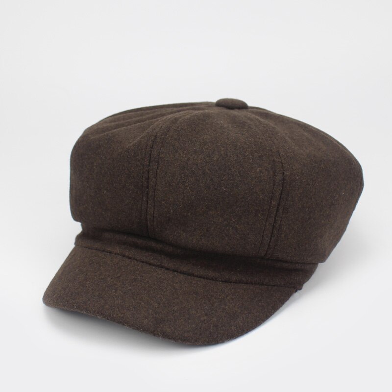 Retro vinter kvinnlig basker duckbill murgröna keps kvinna flicka platt cabbie newsboy varm hatt svart / vin konstnär bomull kvinnor hatt: E