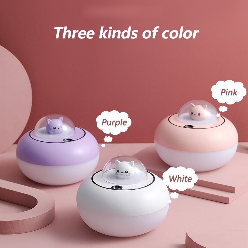 Lovely Cat Air Humidifier USB Aromatherapy Mist Maker Fogger with LED Lamp Mini Portable Ultrasonic Aroma Diffuser Air Purifier