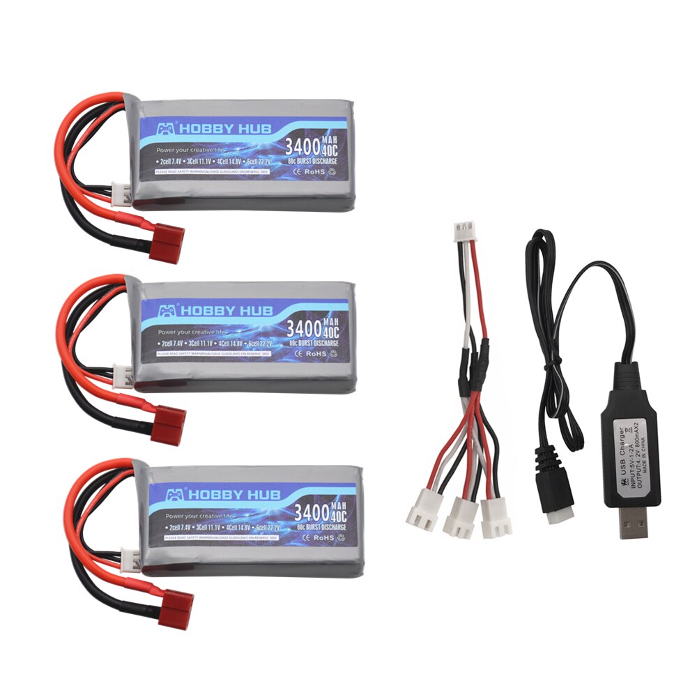 Batería Lipo de 7,4 v y 3400mah para Wltoys 12428 12423, vehículo RC de cuatro ruedas, coche de control remoto, batería de 1500mAH, 7,4 v, 03 Q39 Feiyue, pieza de cargador de control remoto: Lavanda