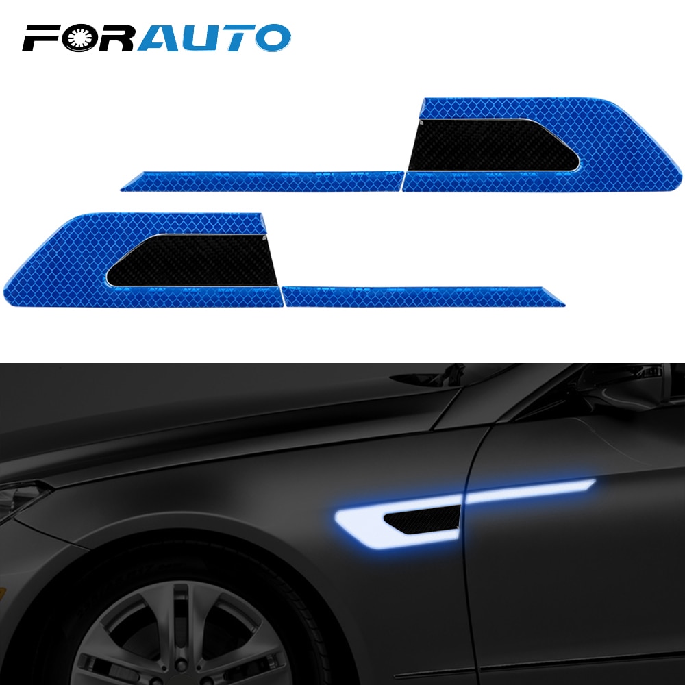 FORAUTO 2 stks/set Auto Reflecterende Stickers Veiligheidswaarschuwing Strip Tape Auto Bumper Decoratie Auto Deur Sticker Decal Auto-styling