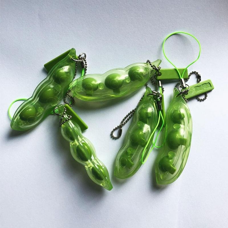 Linzen-erwtenkleur fidget toy antistress knijp edamame stressverlichtend speelgoed sleutelhanger openrits bonen emotie fidget sleutelhanger