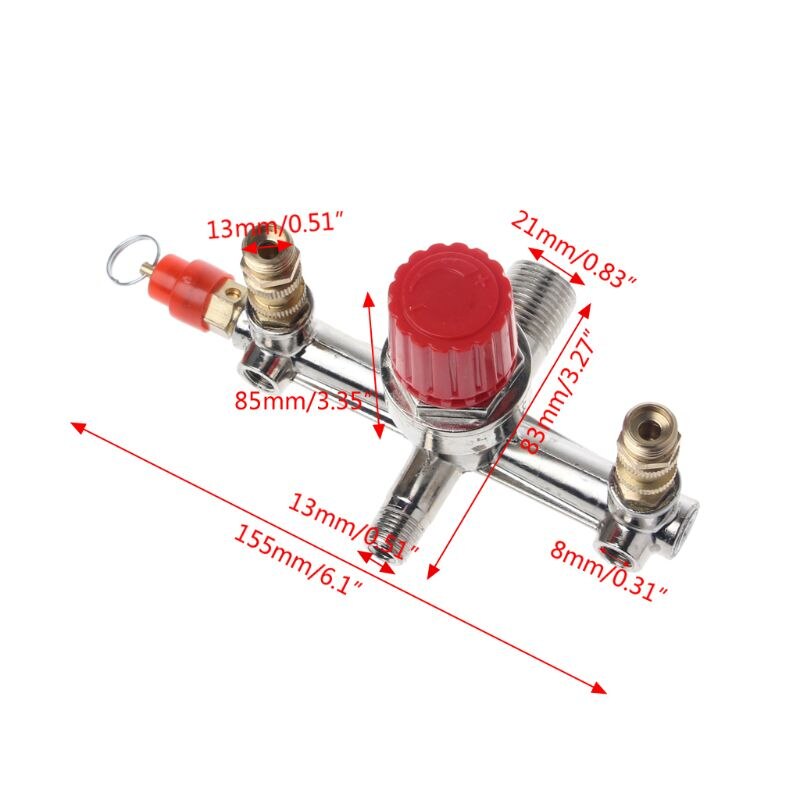 Dubbele Uitlaat Pijp Legering Luchtcompressor Schakelaar Drukregelaar Montage Onderdelen Luchtcompressor Buis