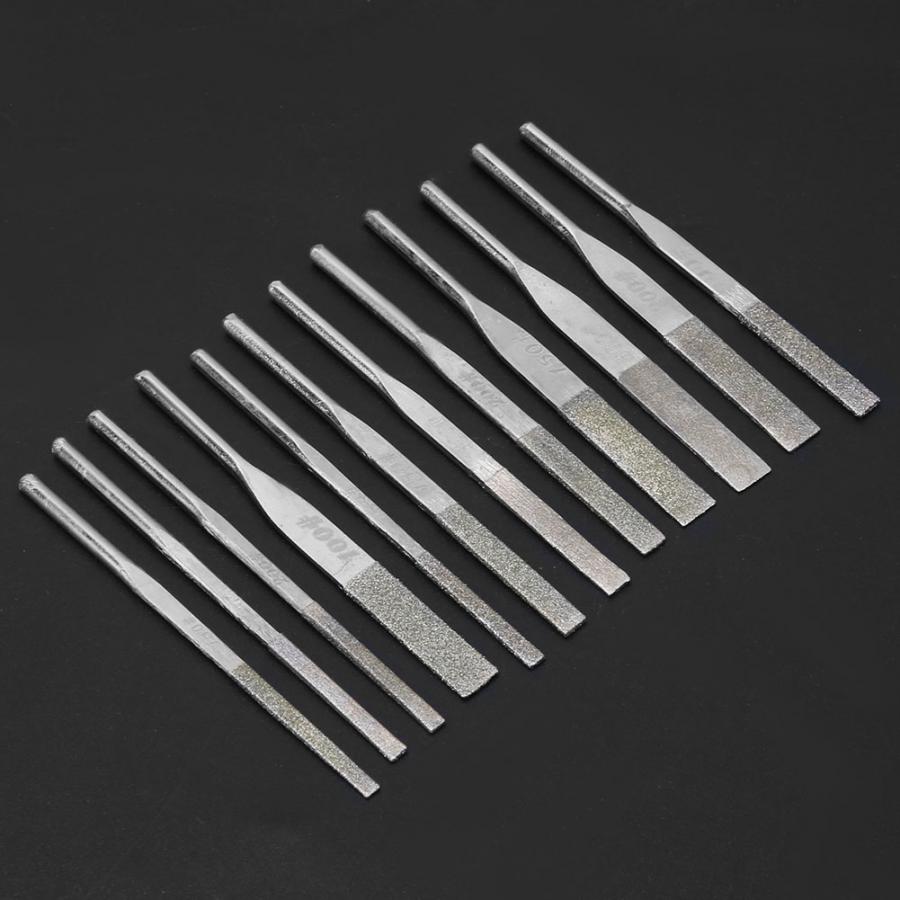 12 st 3mm skaft avsmalningsmaskin diamantfilar metallfil för fram- och återgående slipning