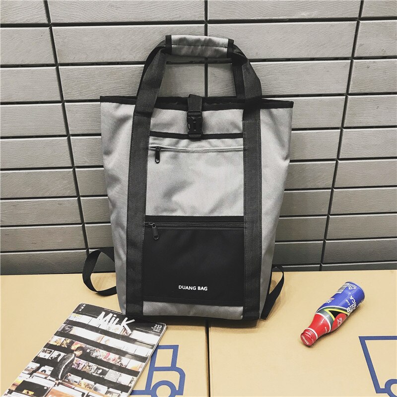 Leisure Backpack for Men and Women Korean Harajuku Ulzzang College Wind Campus Student Backpack Personality Bag Package: Light Grey