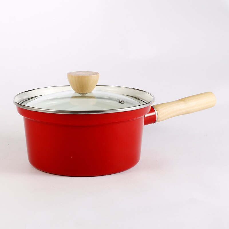 18CM red Soup Pot Saucepan Portable Stockpot Milk Heating Nonstick Cooking Pan Kitchen Cookware For Gas Induction C: Red