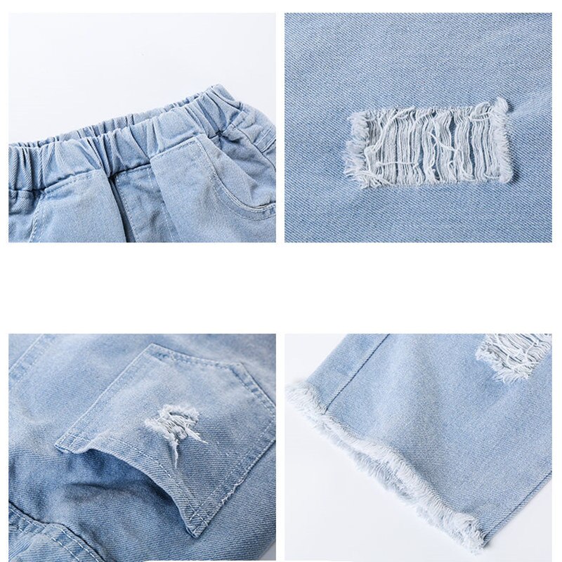 Pantalones vaqueros claros con agujeros para niñas, Jeans rasgados con agujero roto para niñas, pantalones con rasgado, modernos, 4-13 años
