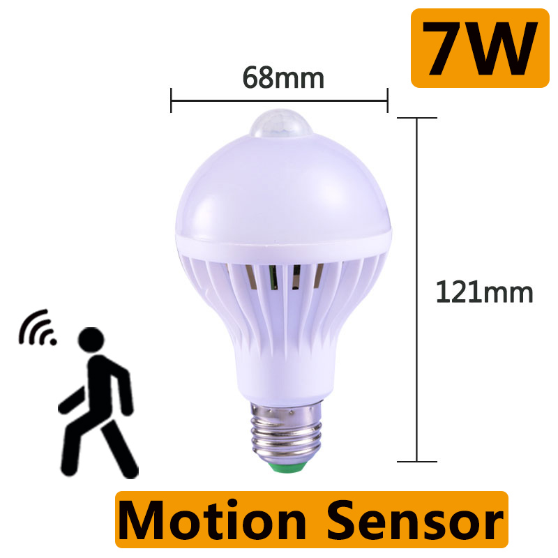 E27 Lamp With Motion Sensor Night Light LED Bulb PIR Sensor Auto On Off 12W 18W Ceiling Light Stair Hallways Home Night Lamp: 7W Sensor Bulb