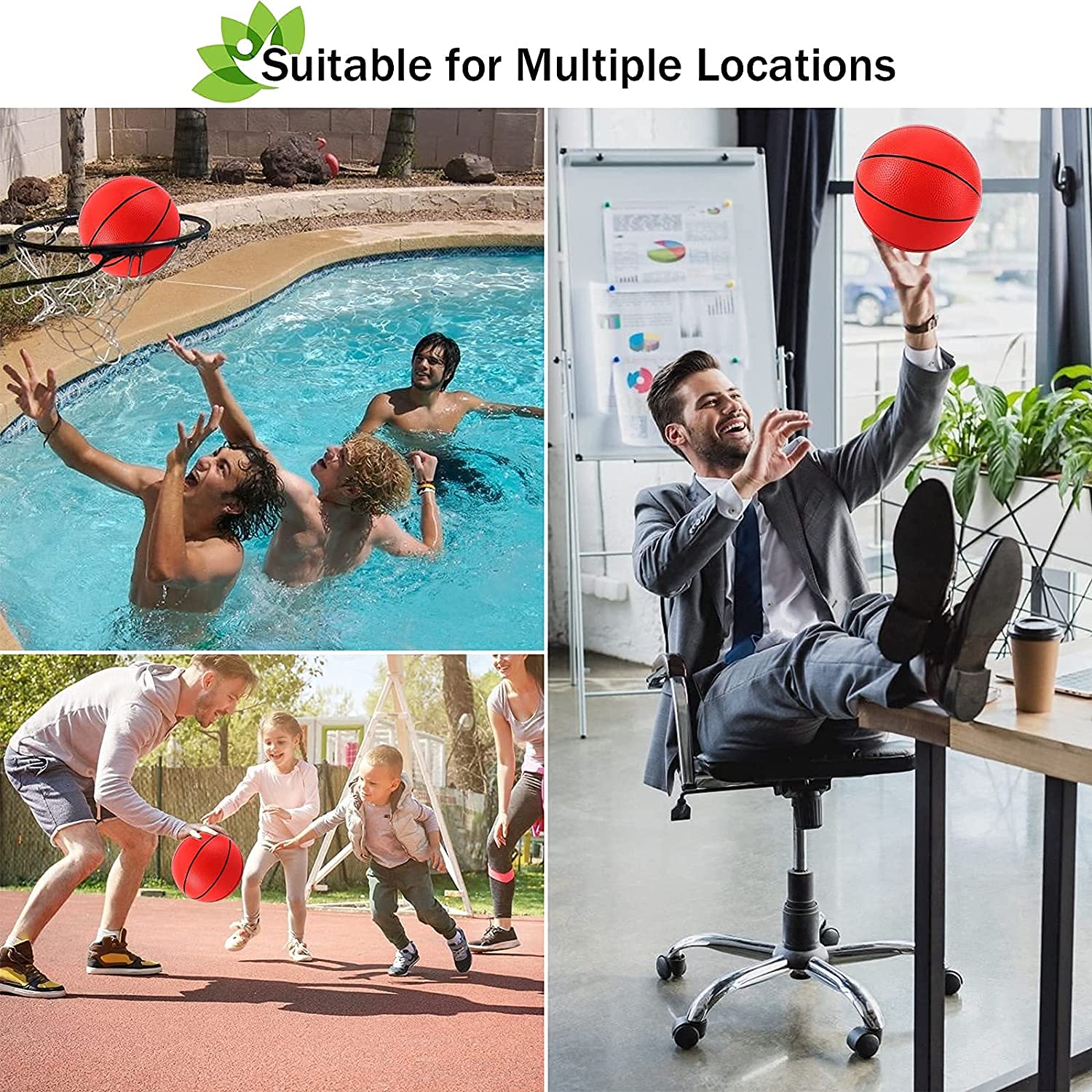 5" Mini Rubber Basketball 2 Packs Small Basketball Perfect for Mini Hoop Basketball