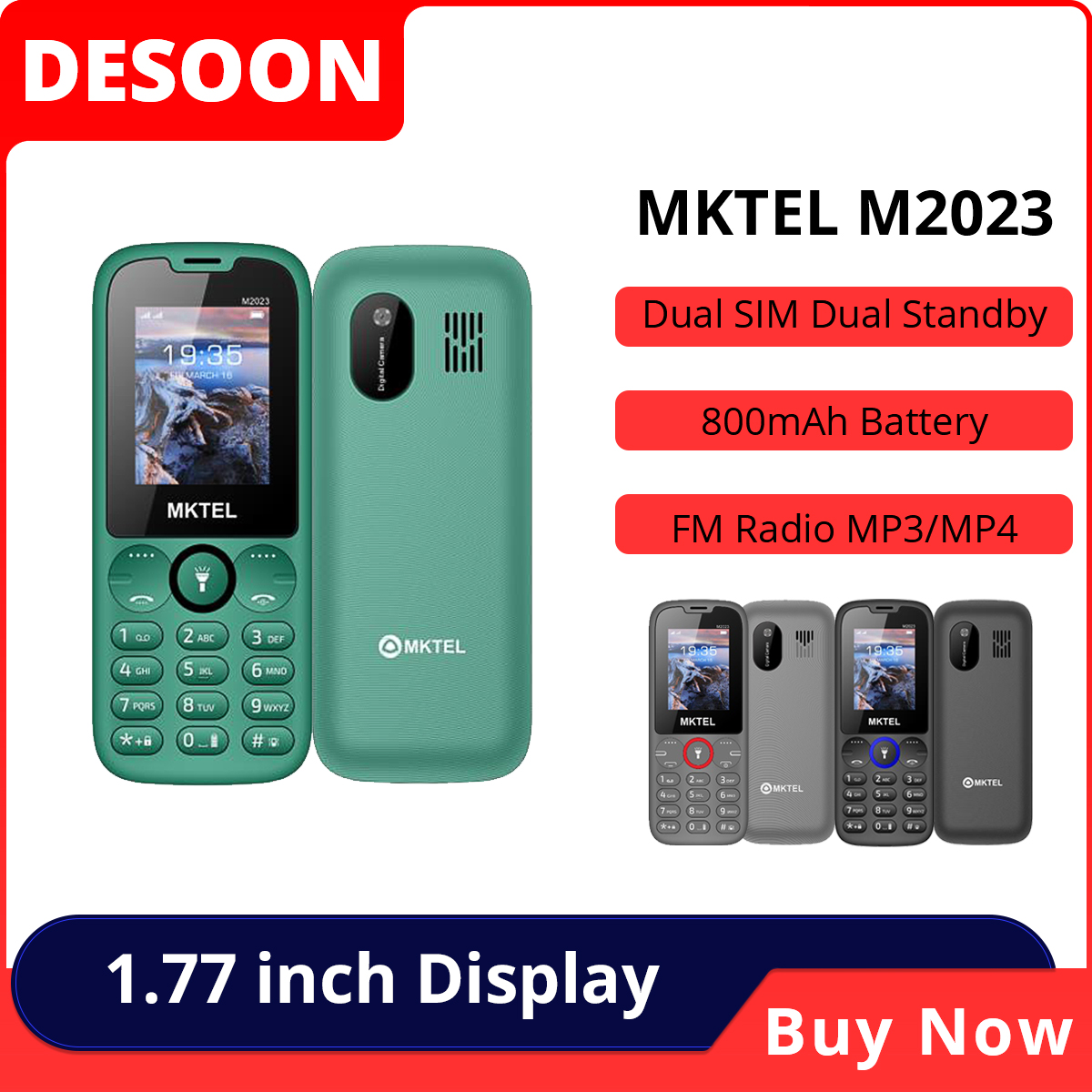 Mktel m2023 recurso telefone com tela de 1.77 polegadas 800mah bateria dupla sim rádio fm lanterna 0.08mega câmera telefone sênior