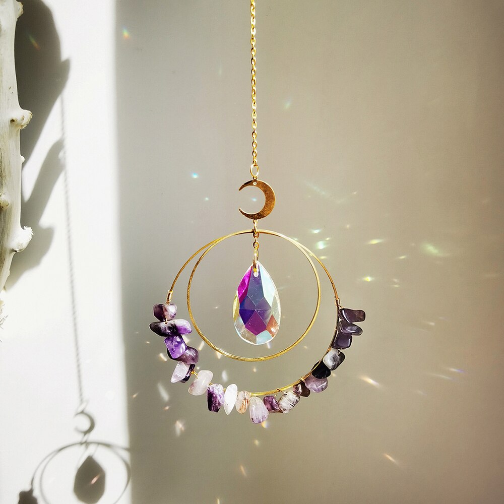 Suncatcher Crystal Rainbow Maker Gold Sun catchers Prisms for Window Garden Decoration Indoor Hanging Crystals Home Decor