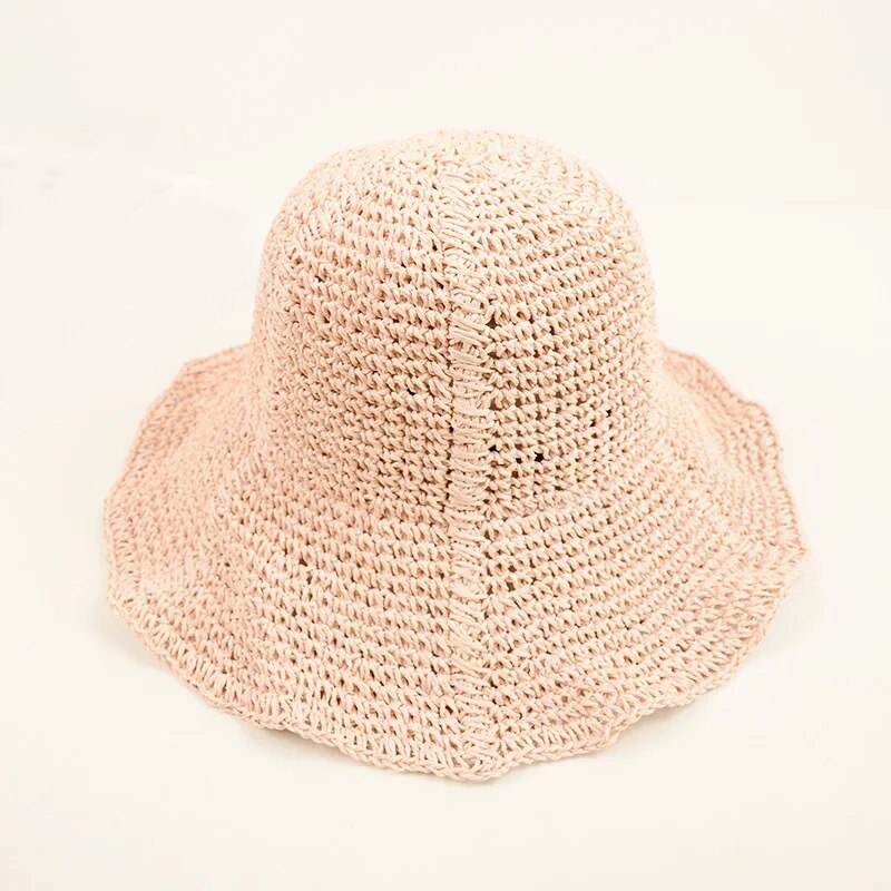 Sommerhat damer strandsolhat åndbar bøttehætte damer afslappet halm solsejl håndlavet hæklet foldbar stråhat feminino