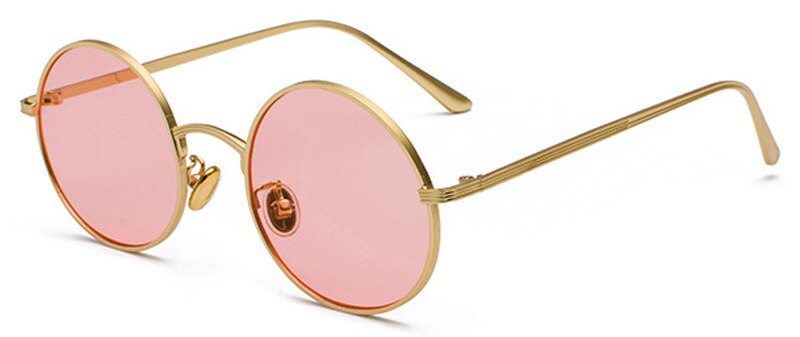 Peekaboo gold round metal frame sunglasses men retro summer style women red lens sun glasses unisex yellow pink black: gold with pink