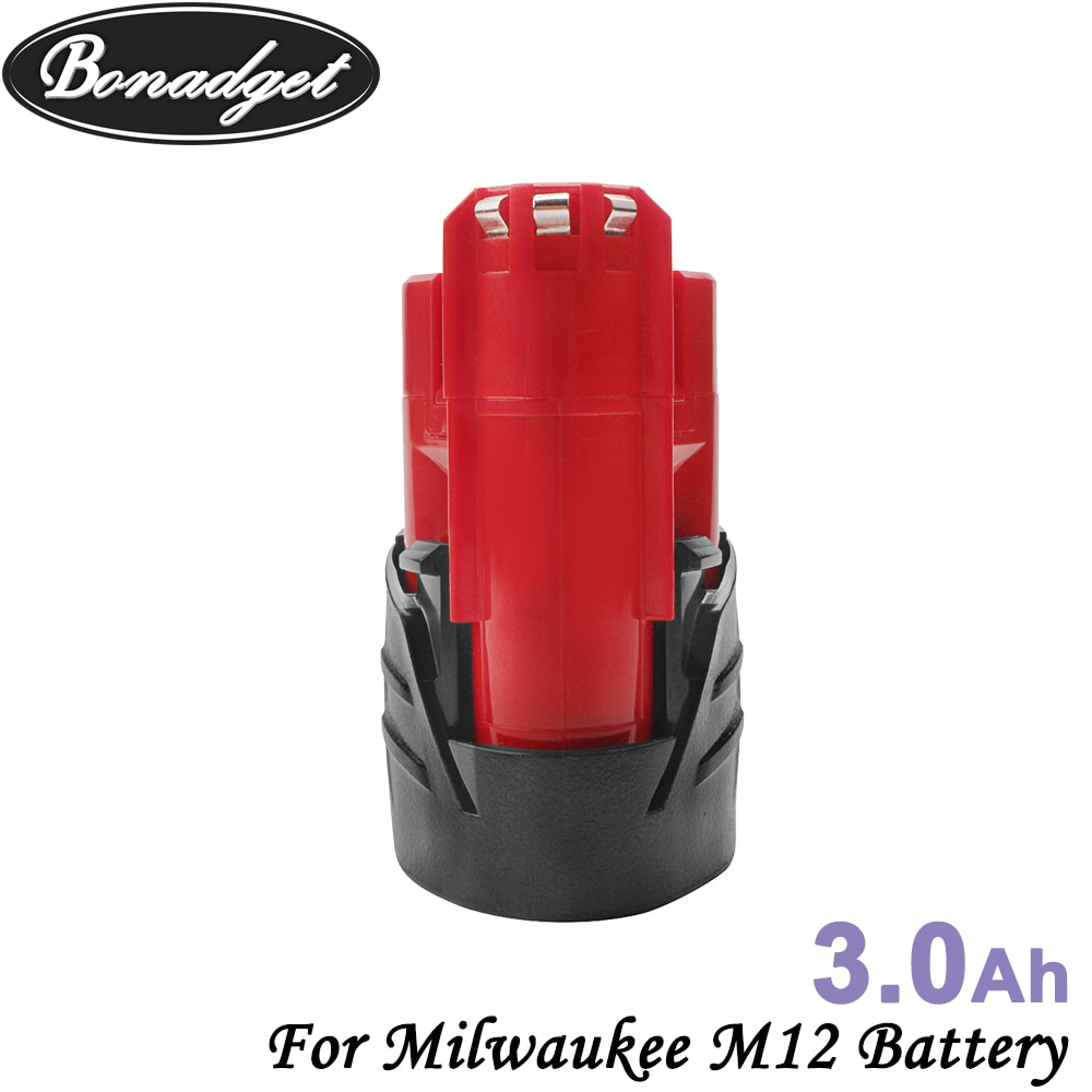 Bonadget 12V 3.0Ah 3000Mah Oplaadbare Batterij Voor Milwaukee M12 Xc Cordless Gereedschap 48-11-2402 48-11-2411 48-11-2401 MIL-12A-LI: 1 pack