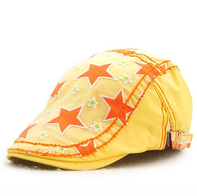 [JAMONT] Casual Kids Cap Boy Berets Girl Visor Hat Star Pattern Cotton Outdoor Children Sun Hat Casquette Gorras 5-10y: B
