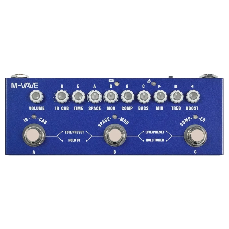 M-vave Cube BABY Multi Effects Pedal for Electric Guitar/Bass/Acoustic Guitar 8 IR Cabinets Simulation M-vave Rechargeable Pedal: Blue