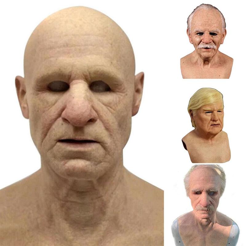 Old Man Scary Mask Cosplay Scary Full Head Latex M Grandado
