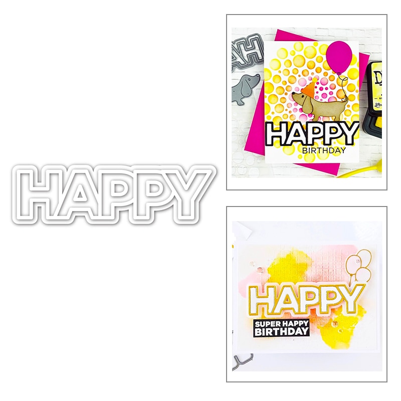 Gratulerer med dagen engelsk brev sentiment ord metall kutte stanser kuttet til scrapbooking og gratulasjonskort gjør ingen stempler