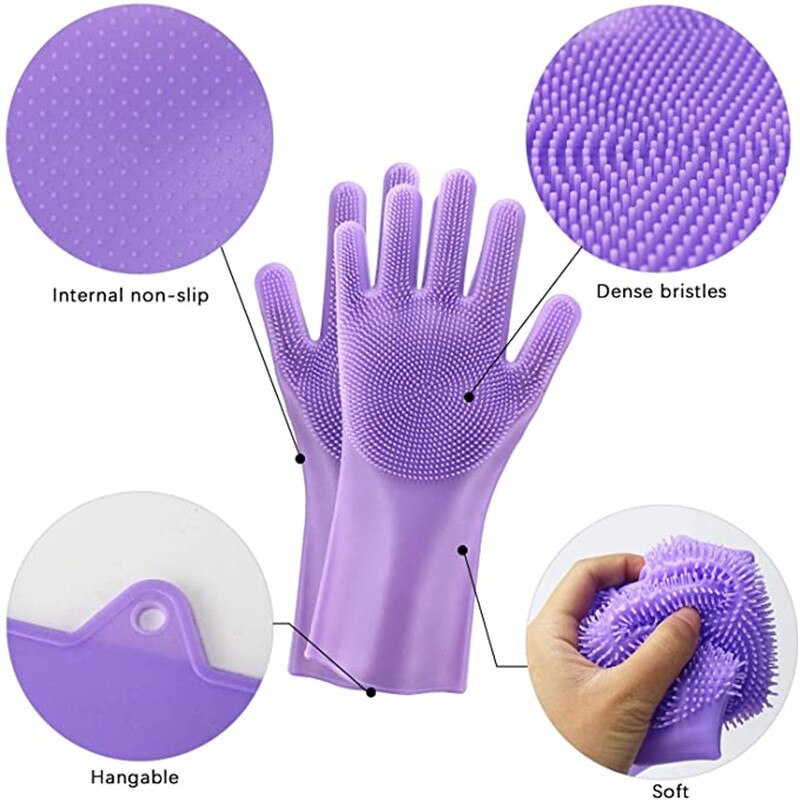 Guanti per la pulizia lavapiatti in silicone magico lavapiatti riutilizzabili resistenti al calore per cucina animali domestici toelettatura lavaggio auto da bagno
