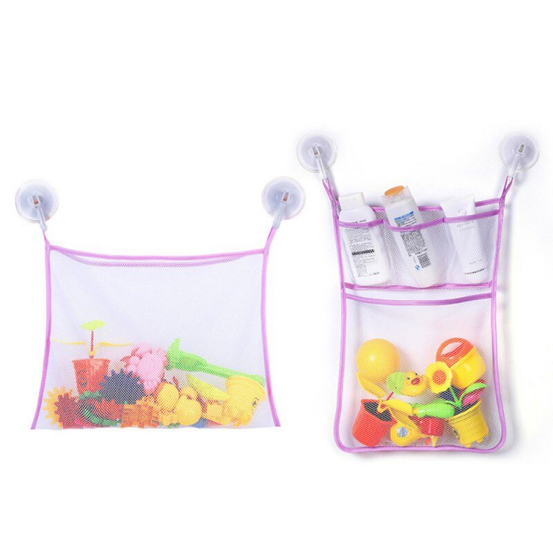 Baby Bath Toy Organizer Massive Baby Toy Storage Bin Quick Dry Storage Net + Lock Tight Suction Cups & Stickers Hooks