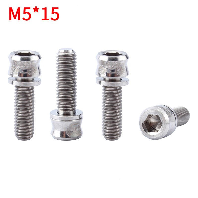 MUQZI Cykel Styr Møtrikker - M5x15/17/19mm Titanium Legering - 4 stk - MTB Racercykel: M5-15mm titanium col