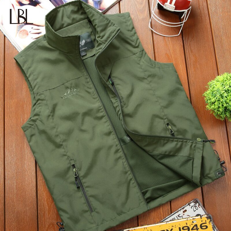 Gilet hommes printemps été gilet mince sans manches gilet veste hommes en plein air chasse pêche photographie gilet voyage vêtements 4XL