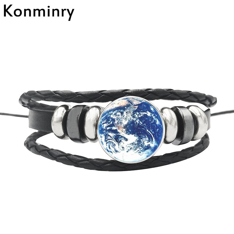 Vintage World Map Globe Leather Rope Bracelet Glass Dome Buttons Africa Bangle For Women Men Jewelry: 12