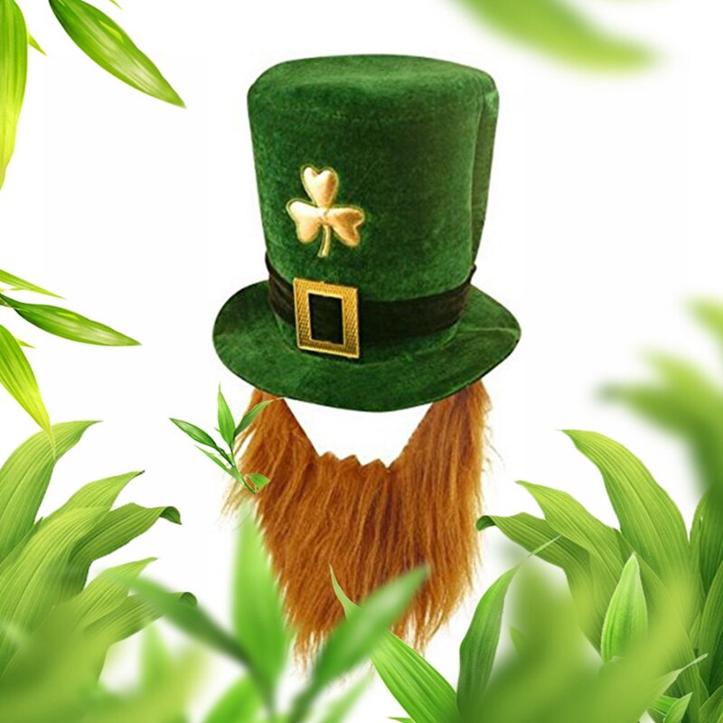 Casquette accessoire Saint Patrick Costume Leprechaun | Chapeau, haut-de en forme de barbe, bandeau, irlande trèfle vert, fête irlandaise chapeaux de Saint-valentin