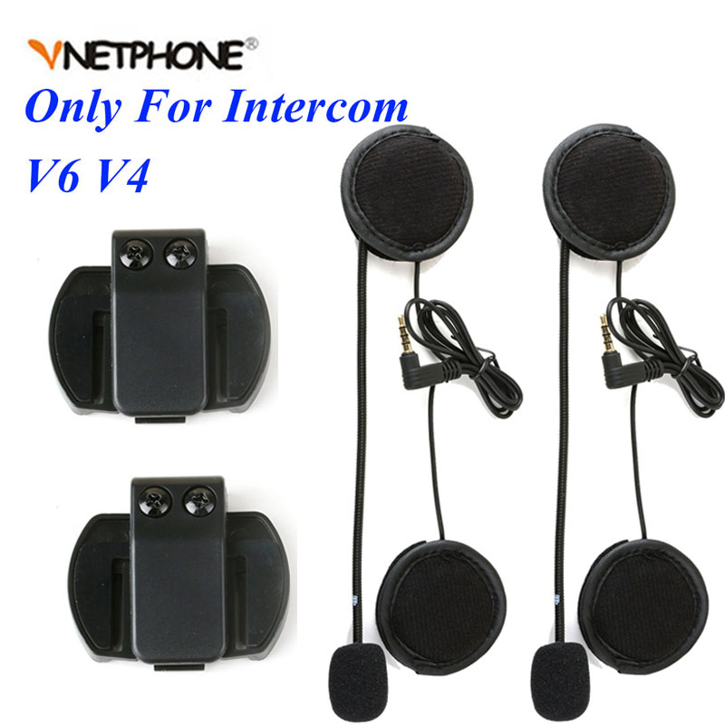 2Pcs Ejeas V6 V6 Pro Helm Intercom Clip 3.5Mm Microfoon Luidspreker Headset Voor Vnetphon V4 V6 Motorfiets Bluetooth interphone
