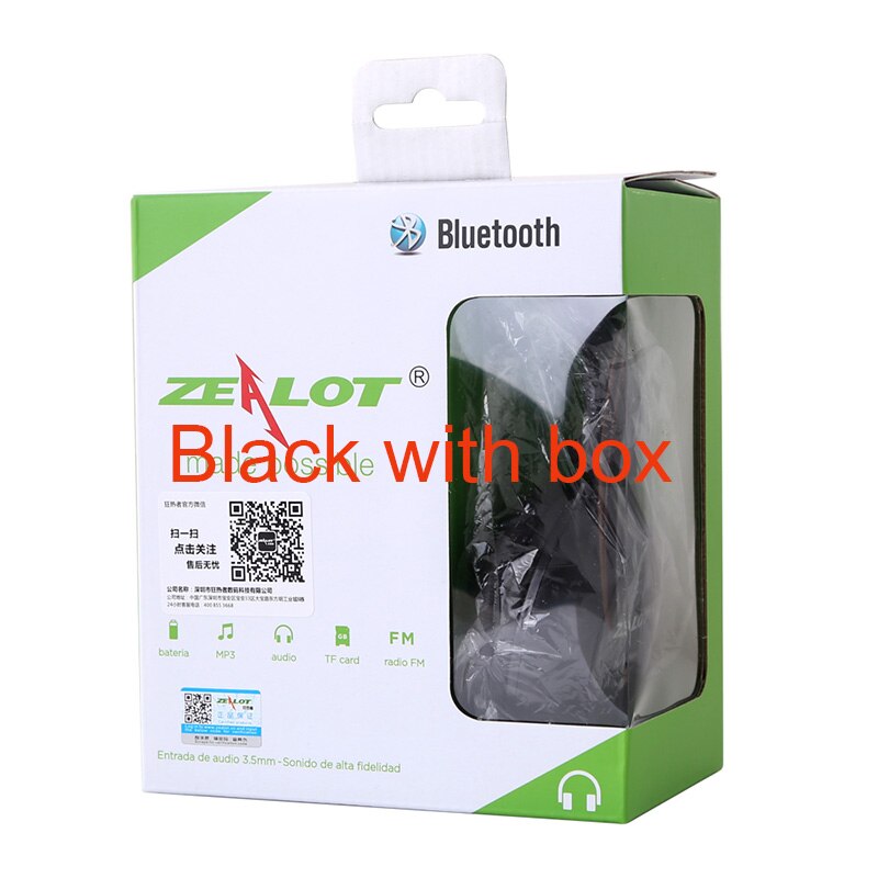 ZEALOT B570 Deep Bass Bluetooth Headset FM Radio HIFI Noise Reduction Wireless Stereo Music Headphone with MIC LED Screen: Black with box