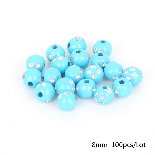100 piece/lot 8mm Multi Colors Shiny Acrylic Round Beads For DIY Bracelets &amp; Necklaces Jewelry Makings: Turquoise