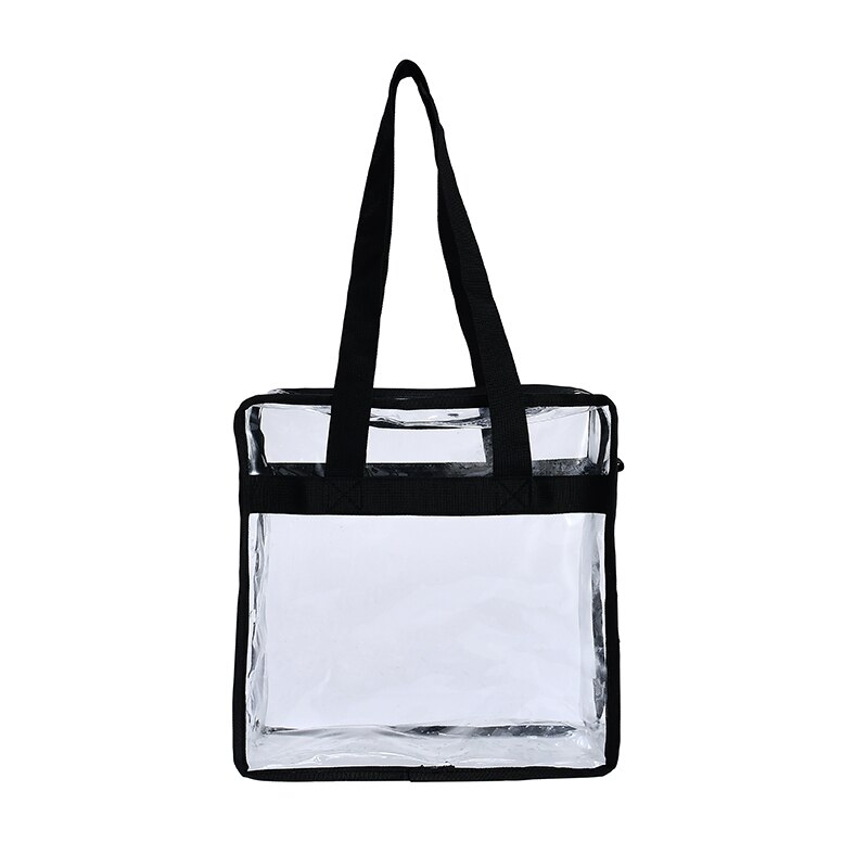 Radura di modo Trasparente Tote Bag IN PVC Trasparente Borsa Da Spiaggia Shopping Trendy Stadio di Sicurezza Sacchetti Cosmetici Nuovo: Black