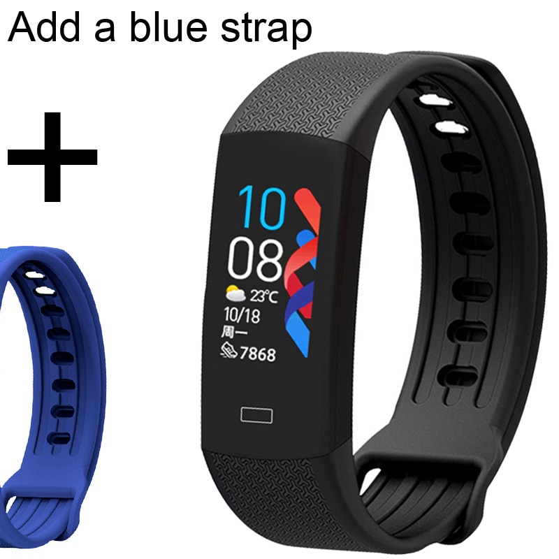 Braccialetto fitness intelligente orologio temperatura corporea attività Fitness Tracker Ip67 impermeabile smart Band Watch pressione sanguigna per lo Sport: Add a blue strap
