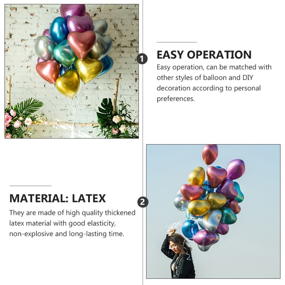 1 set van 50 stuks hartvormige latex ballonnen voor een bruiloft of verjaardag (willekeurige kleur)