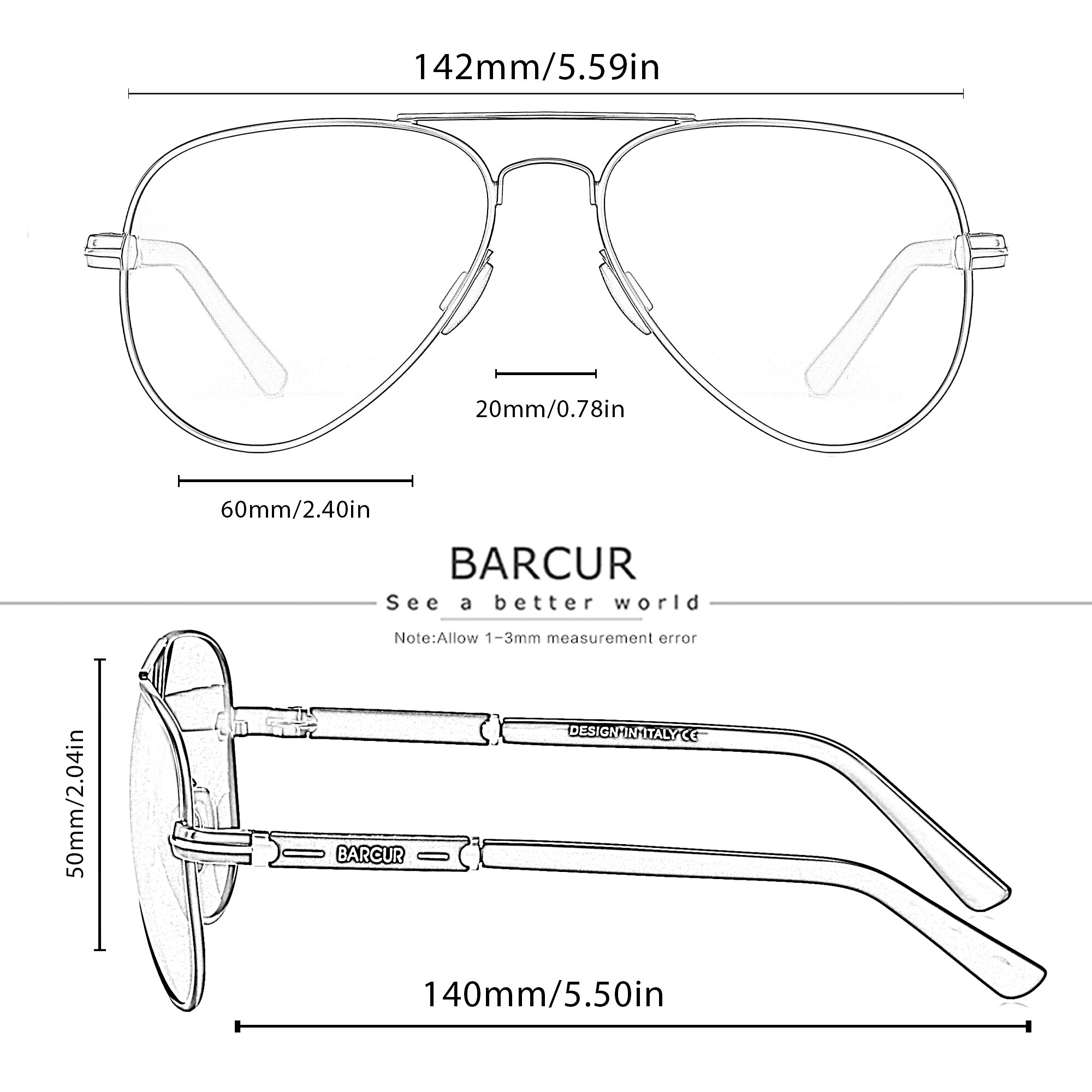 Barcur polarisierte herren sonnenbrille Pilot sonnenbrille für männer zubehör fahren angeln, wandern brillen oculos gafas de sol