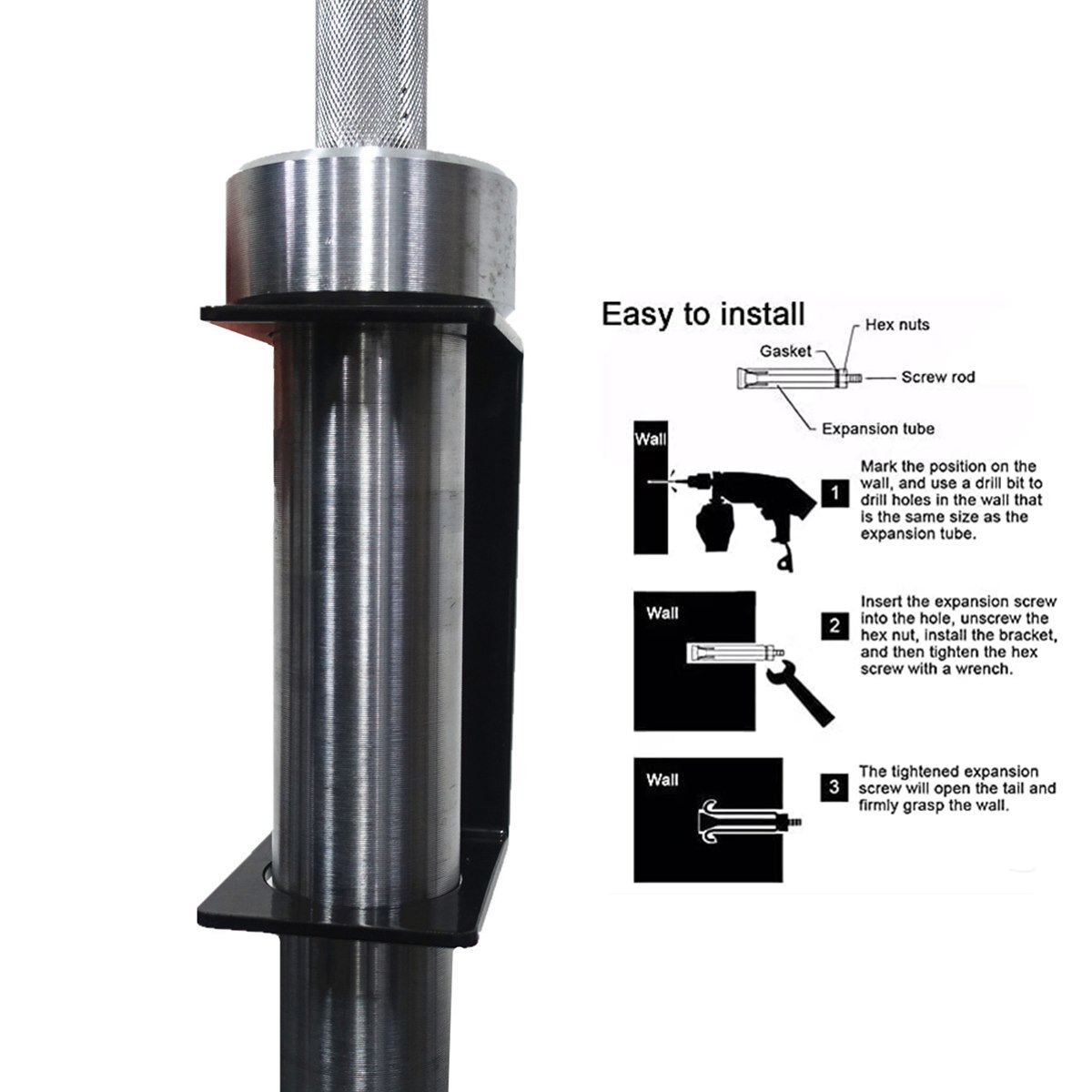 Supporto per bilanciere sospeso per montaggio a parete verticale resistente per bilanciere per accessori salvaspazio per la casa o la palestra