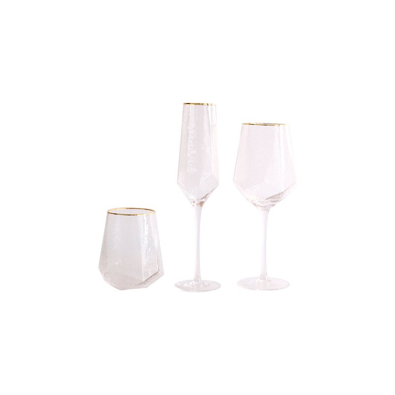 Verres à vin gobelet en forme de diamant martelé or verre coupe nordique Vintage cristal Champagne verre diamant