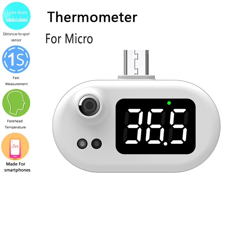 Mobile Phone USB Smart Thermometer Non-contact Infrared Thermometer Electronic Thermometer LCD Display For IPhone/Android: White MC