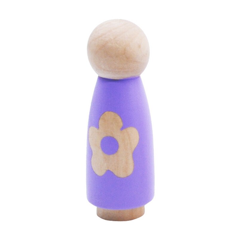 1 set bemalte holzpuppen, beliebtes zakka-puppen-dekorationsset für zuhause, foto-requisiten, tischdekoration: Lila
