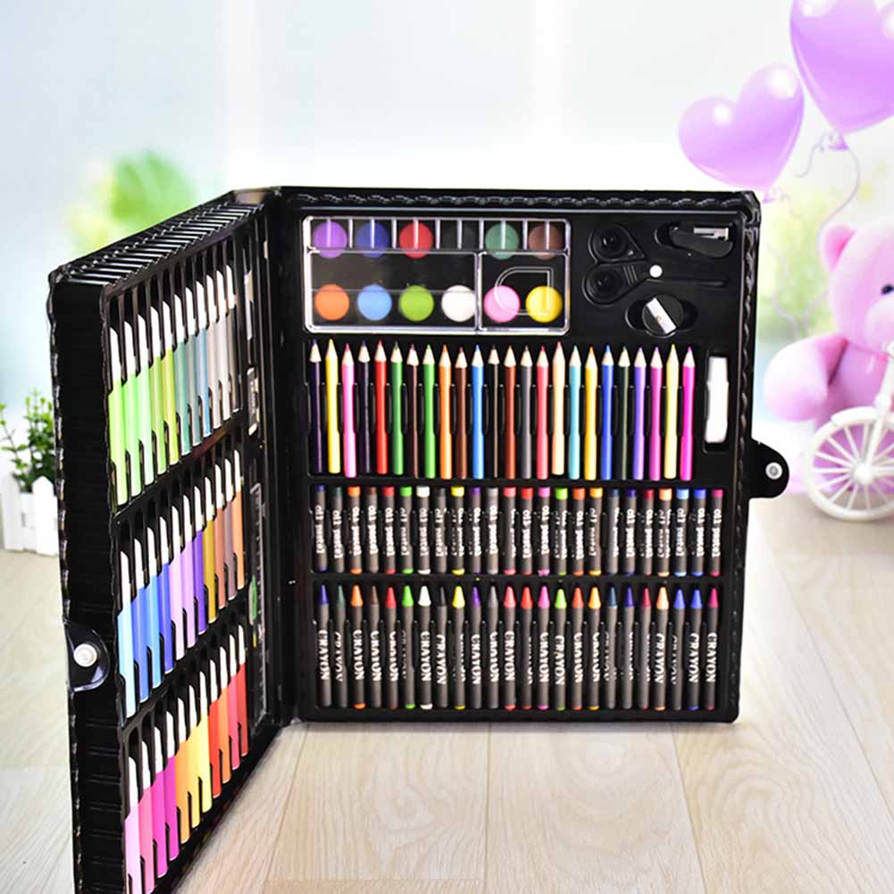 150 Stks/set Tekening Tool Kit Met Doos Schilderij Borstel Art Marker Water Kleur Pen Krijt Kids Tu-Winkel