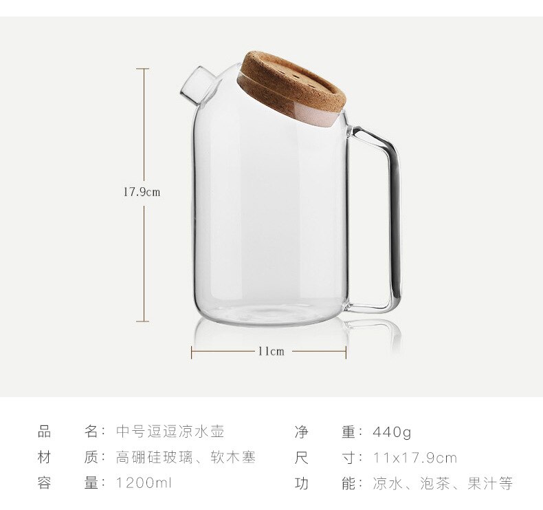 Chuxin Walnoot Glas Cup Plagen Koud Water Fles Houten Filter Glas Huishouden Thee Cup Koude Thee Batch: water bottle 1200ml