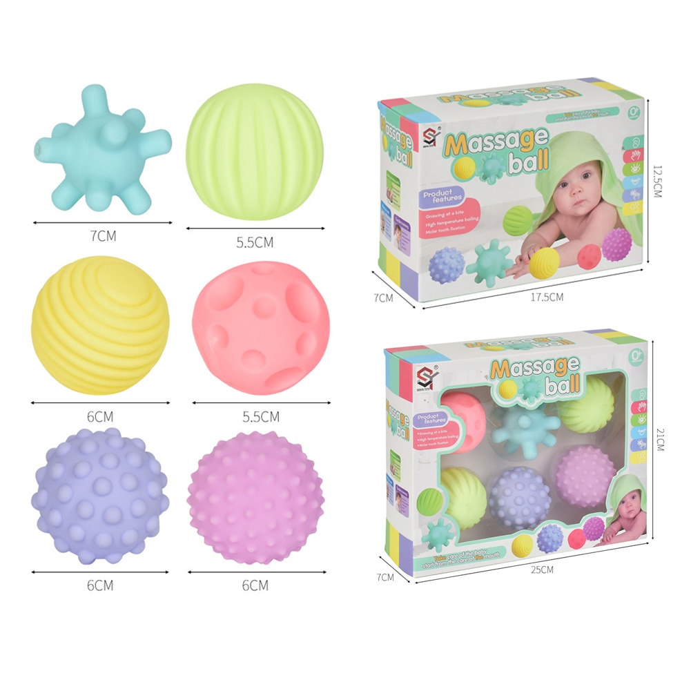 Baby Toy Ball Set Develop Baby's Tactile Senses Toy Touch Hand Ball Toys Baby Training Ball Massage Soft Ball