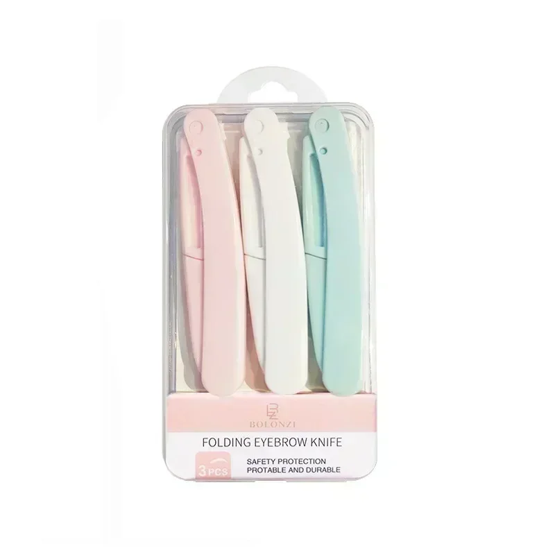 Depiladora Facial recortadora de cejas para mujer, navaja de bolsillo, depiladora de cejas, afeitadora con forma de cejas, 1/3 Uds.: Negro