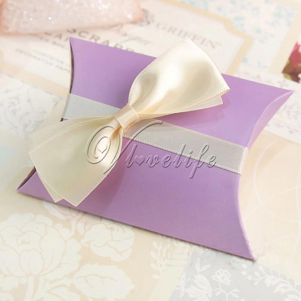 50 Stks/partij Stijl Kussen Vorm Doos Snoep Box Geschenkdoos Voor Wedding Party Favor Decor Karton/Pvc/bruin Kraft